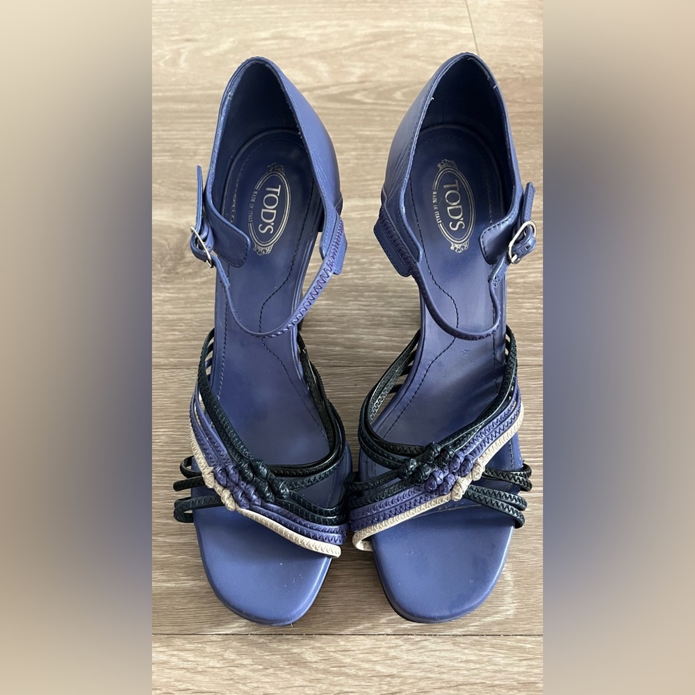 Tod’s blue wedge. Worn only once. It comes with dust bag.